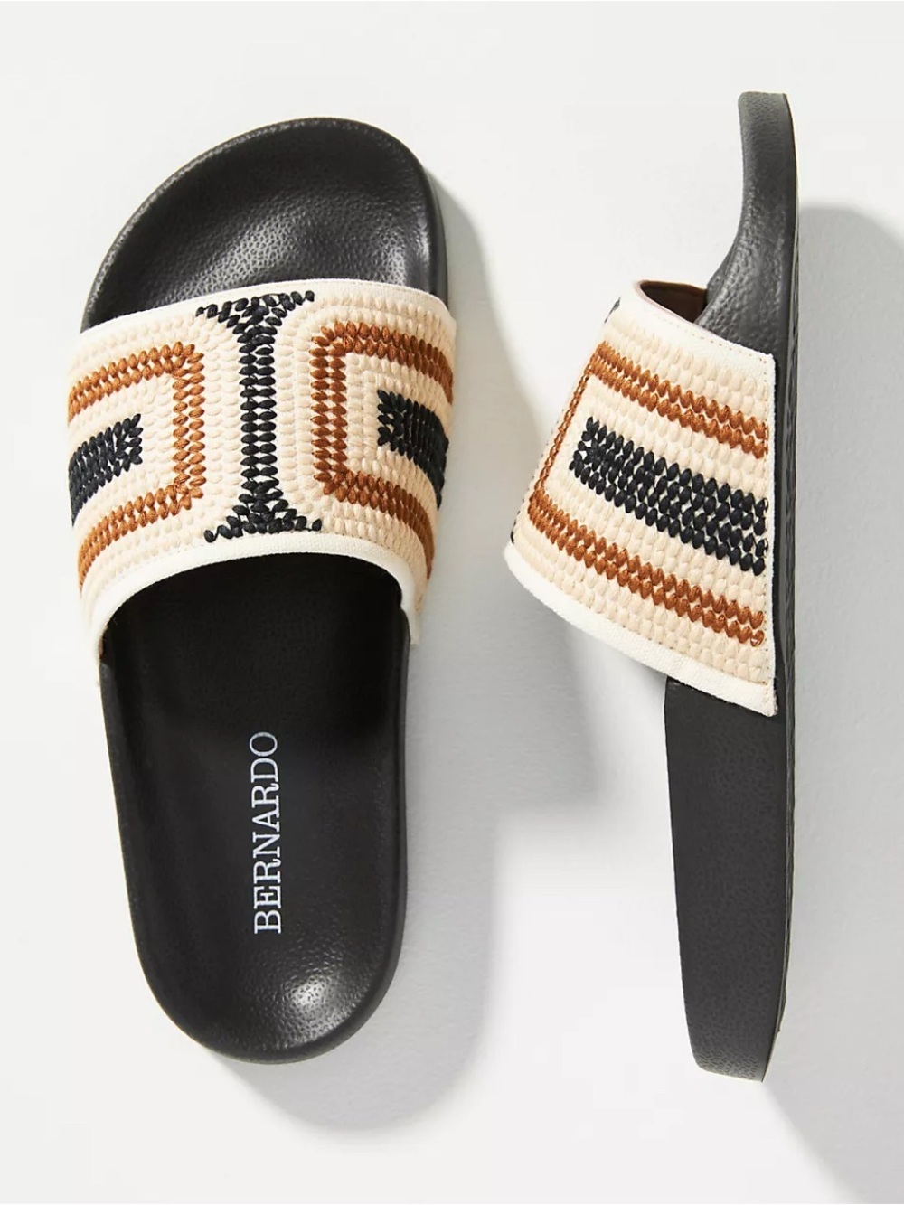 New Anthropologie Bernardo Reese Slide Sandal in Black Multi Size 11